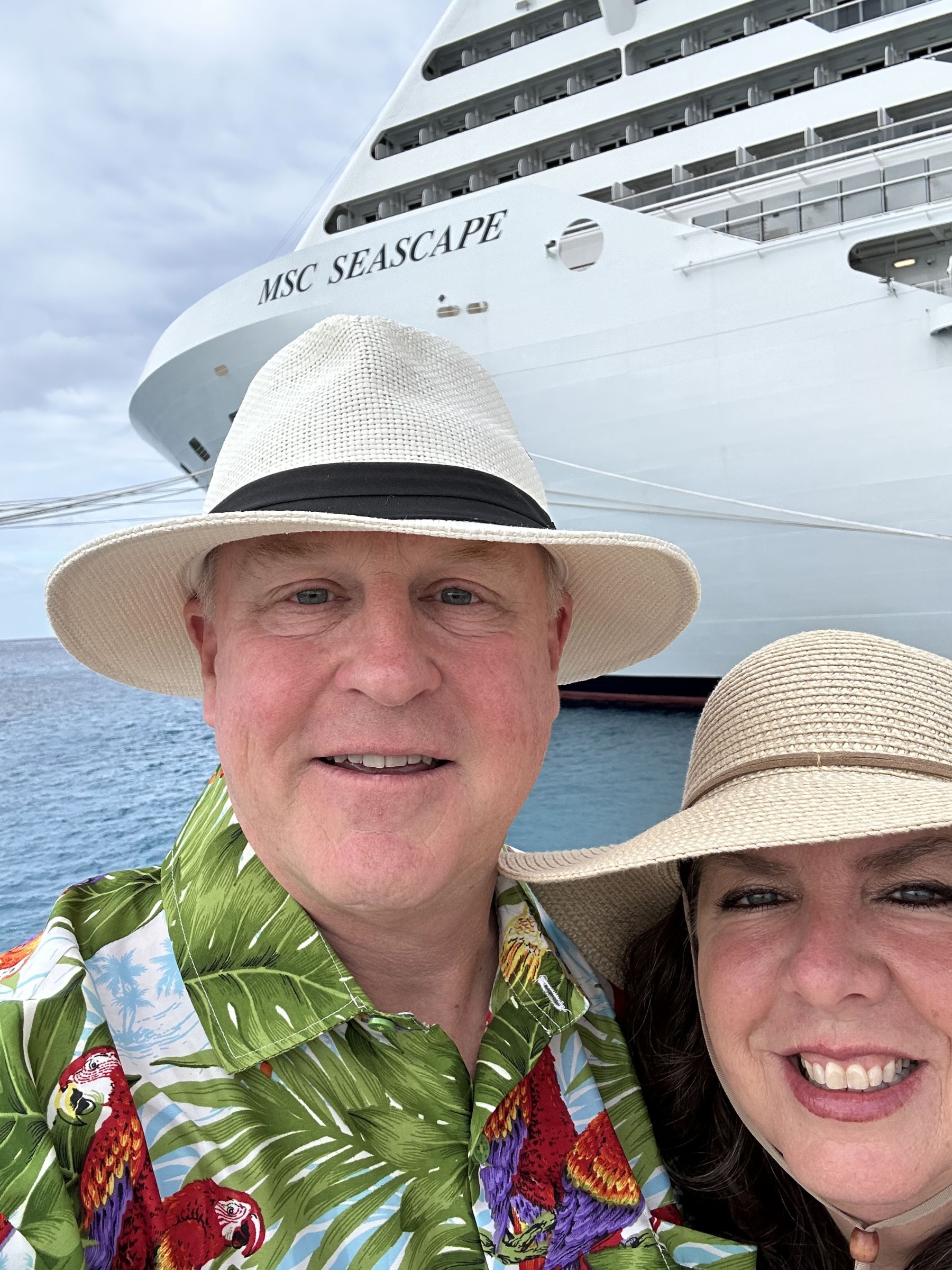 Tad Preston, founder of Lonestar Getaways, photographed in port in front of the MSC Seascape